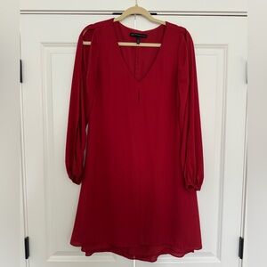 White House Black Market Red Short Long Sleeve Dress